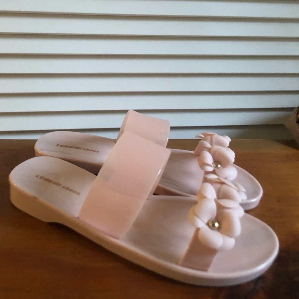Urban Outfitters Pink Floral Open Toe Slides